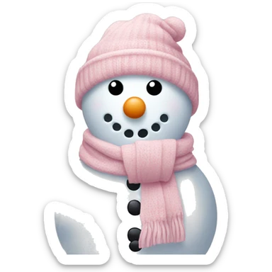 Snowman with light pink scarf and hat sticker