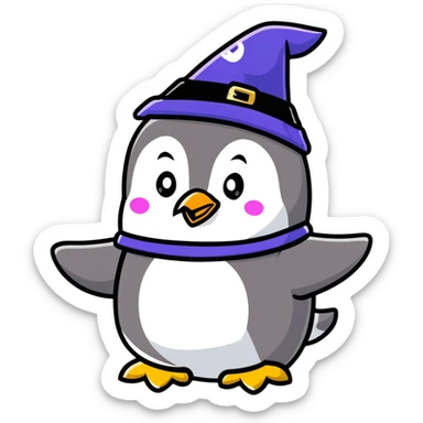 penguin wizard with sparkles sticker