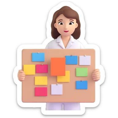 interior designer presenting a mood board, modern office background sticker