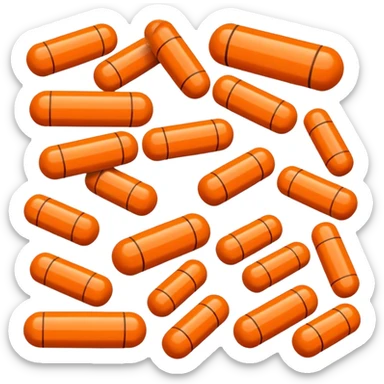 orange cylindrical pieces pill shaped on each end with no lines sticker