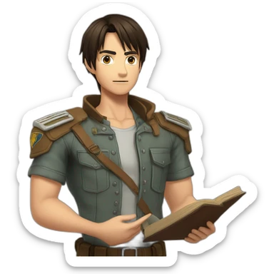 Eren Jeager, cape of the exploration battalion taking the oath, stitch on the chest sticker