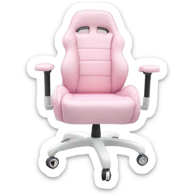 Light pink gamer girl chair with white accent with wheels.  sticker