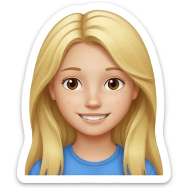 teenager girl blond w/ freckles long hair sticker