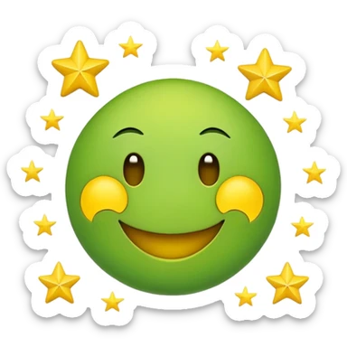 green smiley emoji with stars instead of eyes sticker