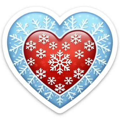 heart with winter snowflakes sticker
