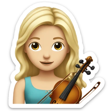 blond girl with violin sticker