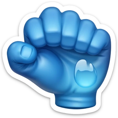 Give me a punching emoji with a blue gradient and transparency, No face, just a fist, With the effect of glass and transparency sticker