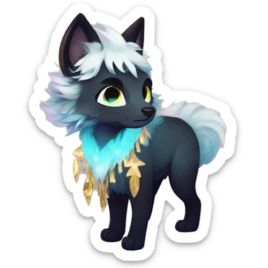 Cool cute Kawaii edgy fantasy animal sparkle fursona Fionbri by griffsnuff & LiLaiRa & Falvie full body sticker