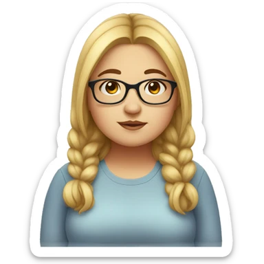 chubby girl with glasses sticker