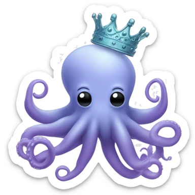 A light blue ish purple octopus with a crown on its head sticker