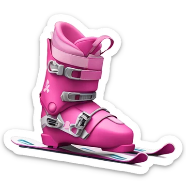Pink ski boots and standing skis sticker