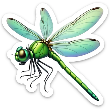 Green dragonfly with no facial features sticker