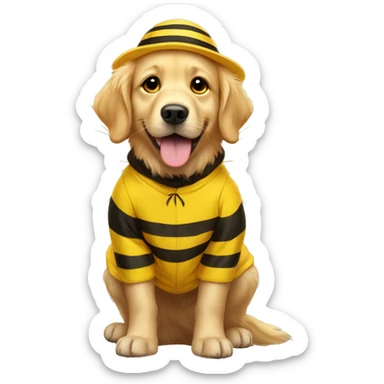 golden retriever in a bee costume sticker