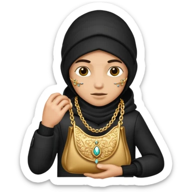 Thief with stolen jewelry bag sticker