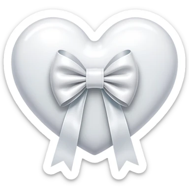 White heart with ribbon bow sticker