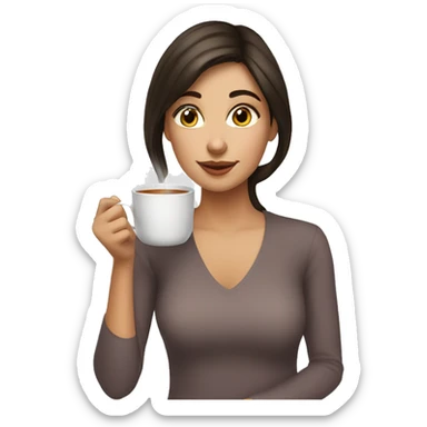 brunette Girl sipping tea sticker