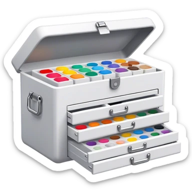 designer's tool box containing Figma, surveys, numbers, and empathy, paints sticker