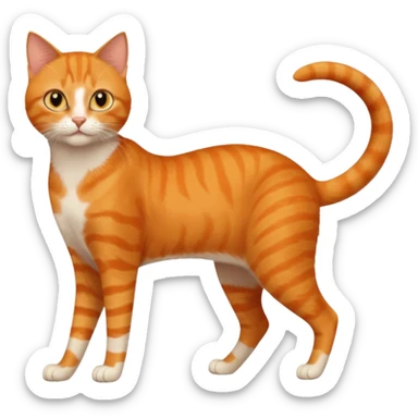 full body solid orange domestic shorthair slim cat with yellow/orange eyes playing sticker