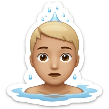 Tête qui se noit dans l’eau avec l’eau à la moitié du visage  sticker
