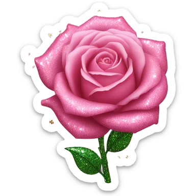 Pink rose with glitter sticker