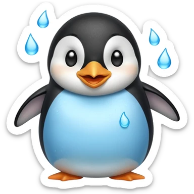 laughing penguin with tears while laughing coming out of eyes and going side ways sticker
