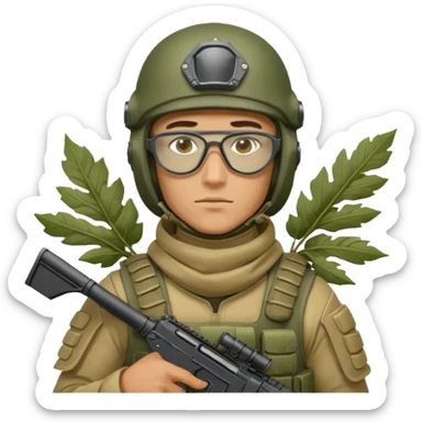 Ukrainian Intelligance agency warrior man in Ferro concept platecarrier with CZ BREN 2 riffle in helmet TOR-D, balaclava, poncho with leafs and ballistic assult glasses sticker