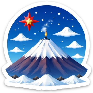 Mount Fuji with red color and a star on top sticker