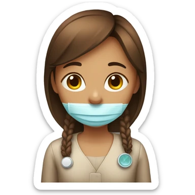 Girl with brown hear medicine  sticker