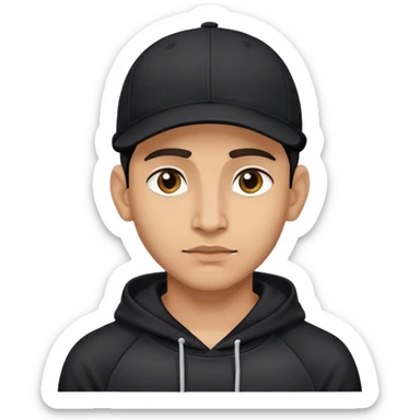 lightskin indian guy wearing a black hooding and a black baseball cap  sticker