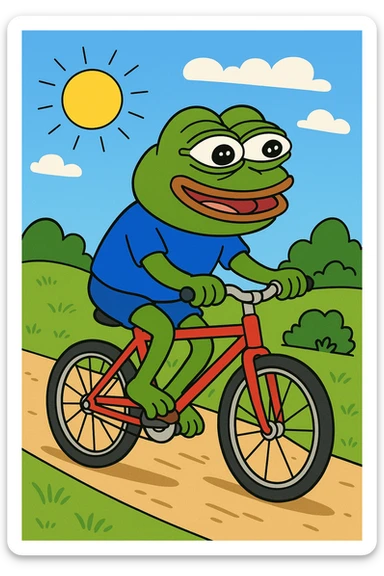 create a pepe riding bike sticker