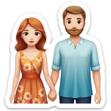 Elegant girl with a beautiful flowy dress and clean girl makeup and man together in Montenegro sunset holding hands  sticker