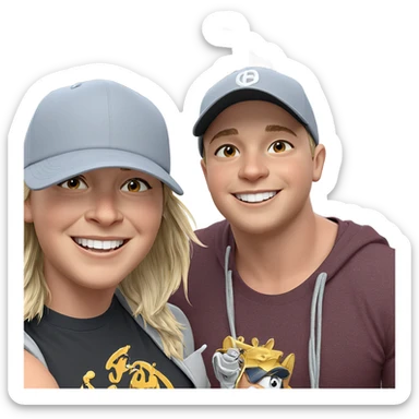 smiling boy in baseball cap sticker