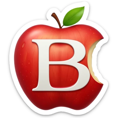 O like empty apple inside letter B sticker