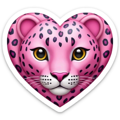 Pink Leopard heart sticker