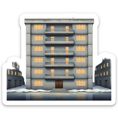 a five-story Soviet-era panel house in the night  sticker
