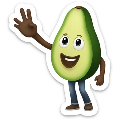 avocado waving hand sticker