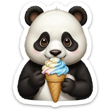Panda eating ice cream sticker