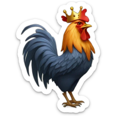 howling rooster with a crown on its head sticker