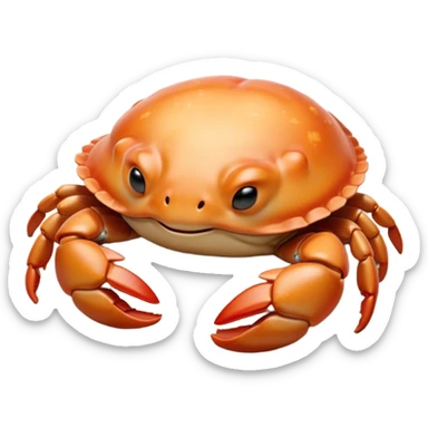 Meme-Worthy Cute Sleeping Baby Crab Portrait Emoji, Head and body resting peacefully with a contented smile, showcasing a petite, delicately armored form and eyes gently closed in serene slumber, Simplified yet adorably endearing features, highly detailed, glowing with a soft, drowsy coastal light, high shine, relaxed and utterly lovable, stylized with an air of playful laziness, soft glowing outline, capturing the essence of a sleeping baby crab that feels destined to become the next viral icon of adorable rest! sticker