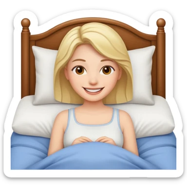 Creer emoji de une femme dans un lit heureuse  sticker
