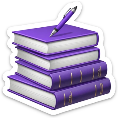 purple studying books with pen scattered sticker