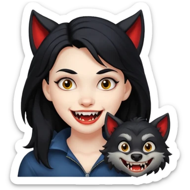 Werewolf black hair girl with a smile sticker