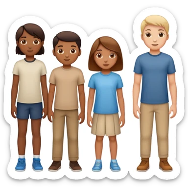 Seven boys and three girls standing together as a group sticker