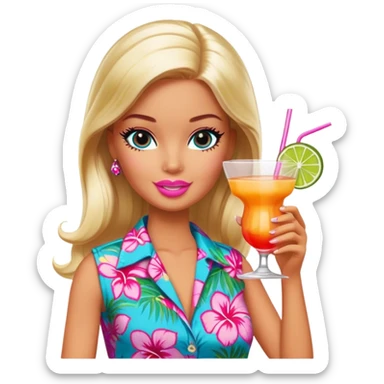 Tropical vacation barbie  sticker