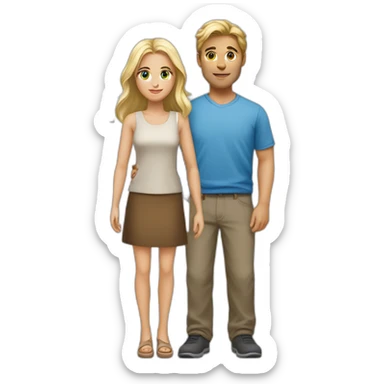 Un couple avec le garçon blond au yeux bleus et la fille blonde au yeux marrons  sticker