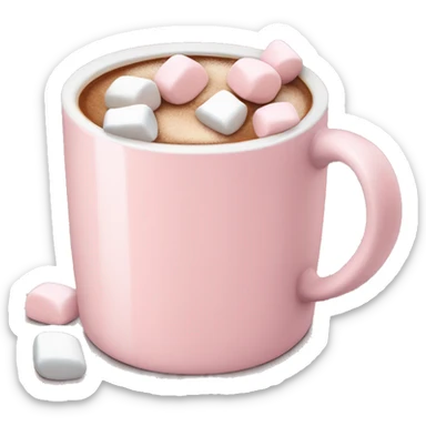 Light Pink mug of hot chocolate with marshmallows  sticker