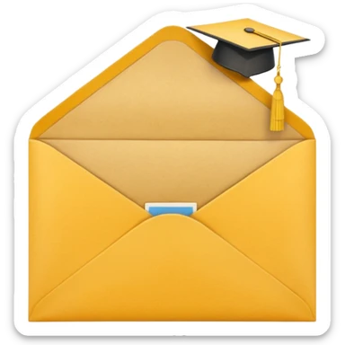 A simple emoji-style icon of a yellow manila envelope with subtle paper texture, clean edges, and a small graduation NUMBER  2017 group-photo icon on the front, graduation icon  sticker