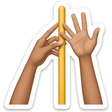 one hand above another hand holding imaginary pole with top hand looking like it’s moving up and down the pole sticker