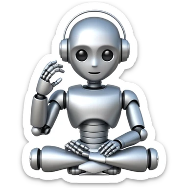 cute robot doing a thinking pose sticker