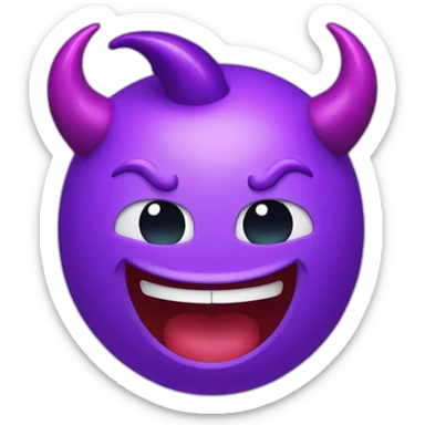 Cute giggle laugh with purple devil horns  sticker